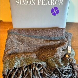 Simon Pearce Wool and Silk Scarf in Brown and Green
